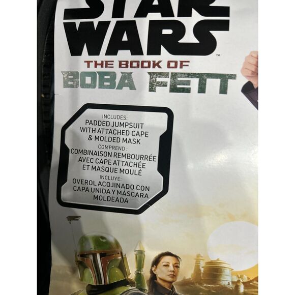 Star Wars Child Large Boba Fett Halloween Costume Jumpsuit, cape and Mask NEW - Picture 2 of 7